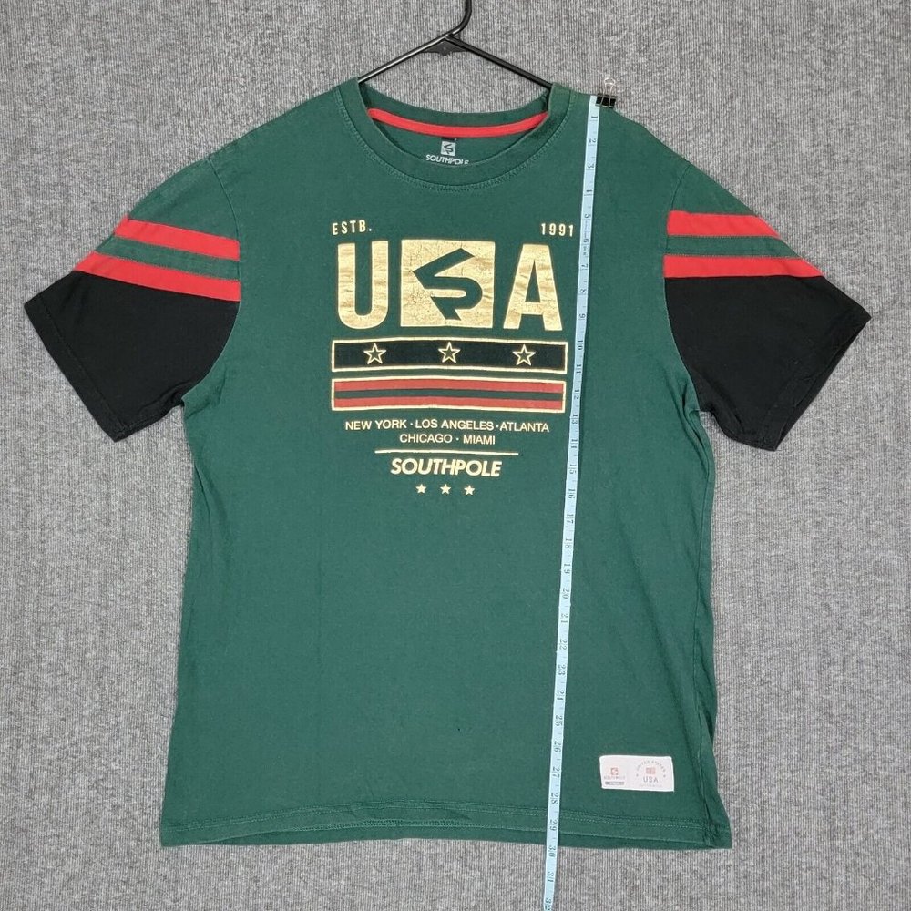 Southpole T-Shirt Mens XL Green USA New York Los Angeles Atlanta Chicago Miami - Picture 3 of 11